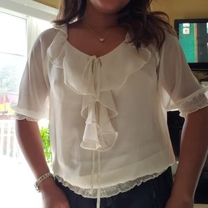 Womens blouse by Ana. White sheer blouse
